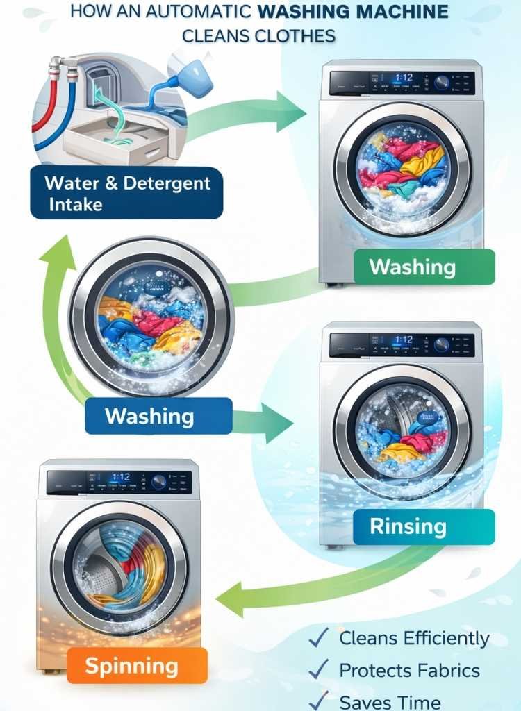 Automatic Washing Machine Working Cycle